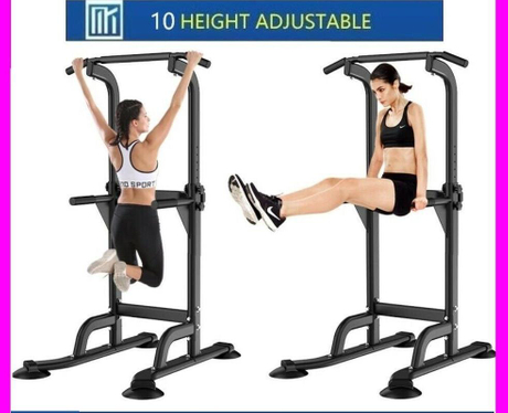 ]10-HEIGHT* PULL UP CHIN UP DIPS KNEE RAISE RACK GYM HOME WORKOUT 